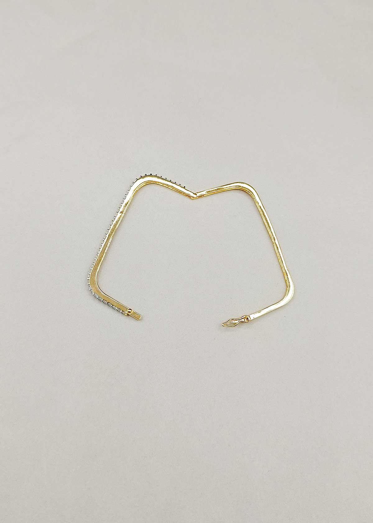 Elegant Cubic Zircon Dual Tone Geometric Openable Kada Bracelet