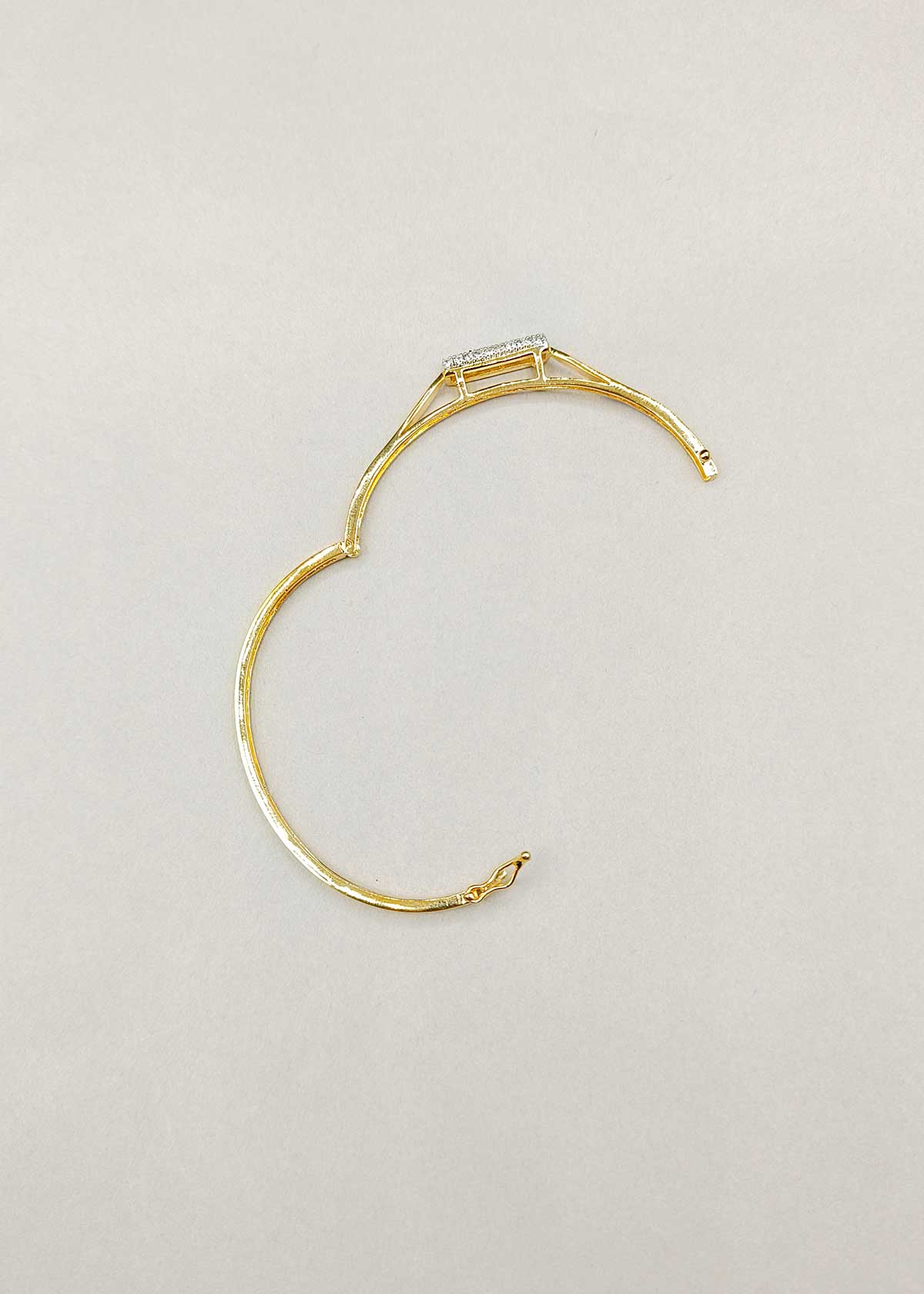 Sparkling Rectangular Cubic Zircon Two Tone Kada Bracelet