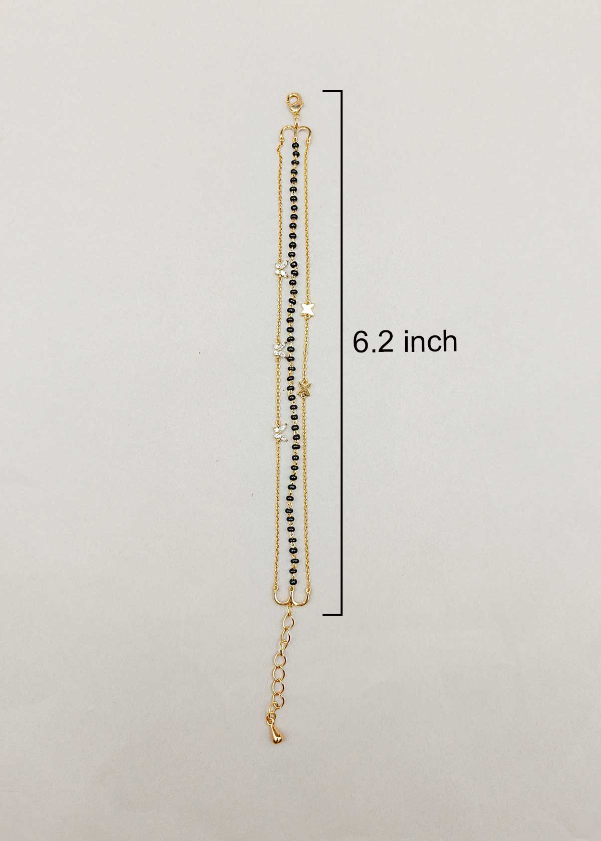 Radiant Triple Layer Butterfly Cubic Zircon Mangalsutra Loose Bracelet