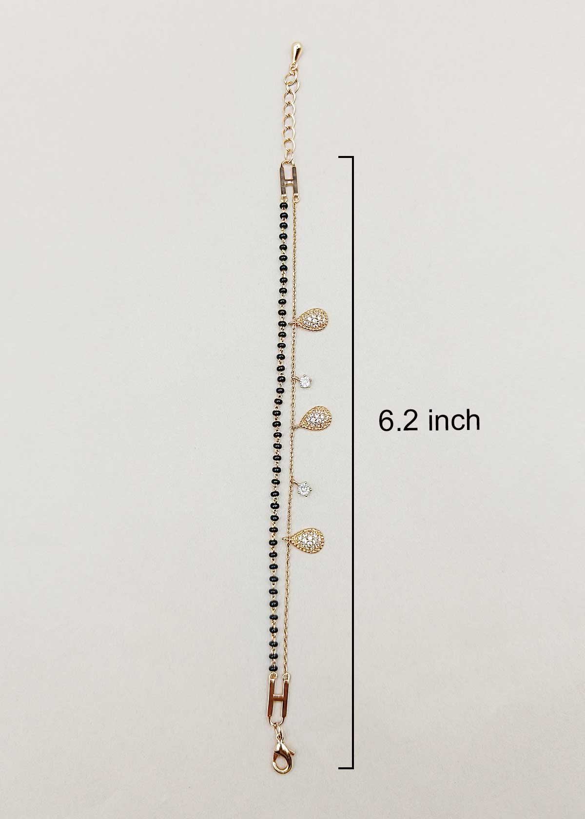 Beautiful Rose Gold Plated Teardrop Cubic Zircon Mangalsutra Loose Bracelet