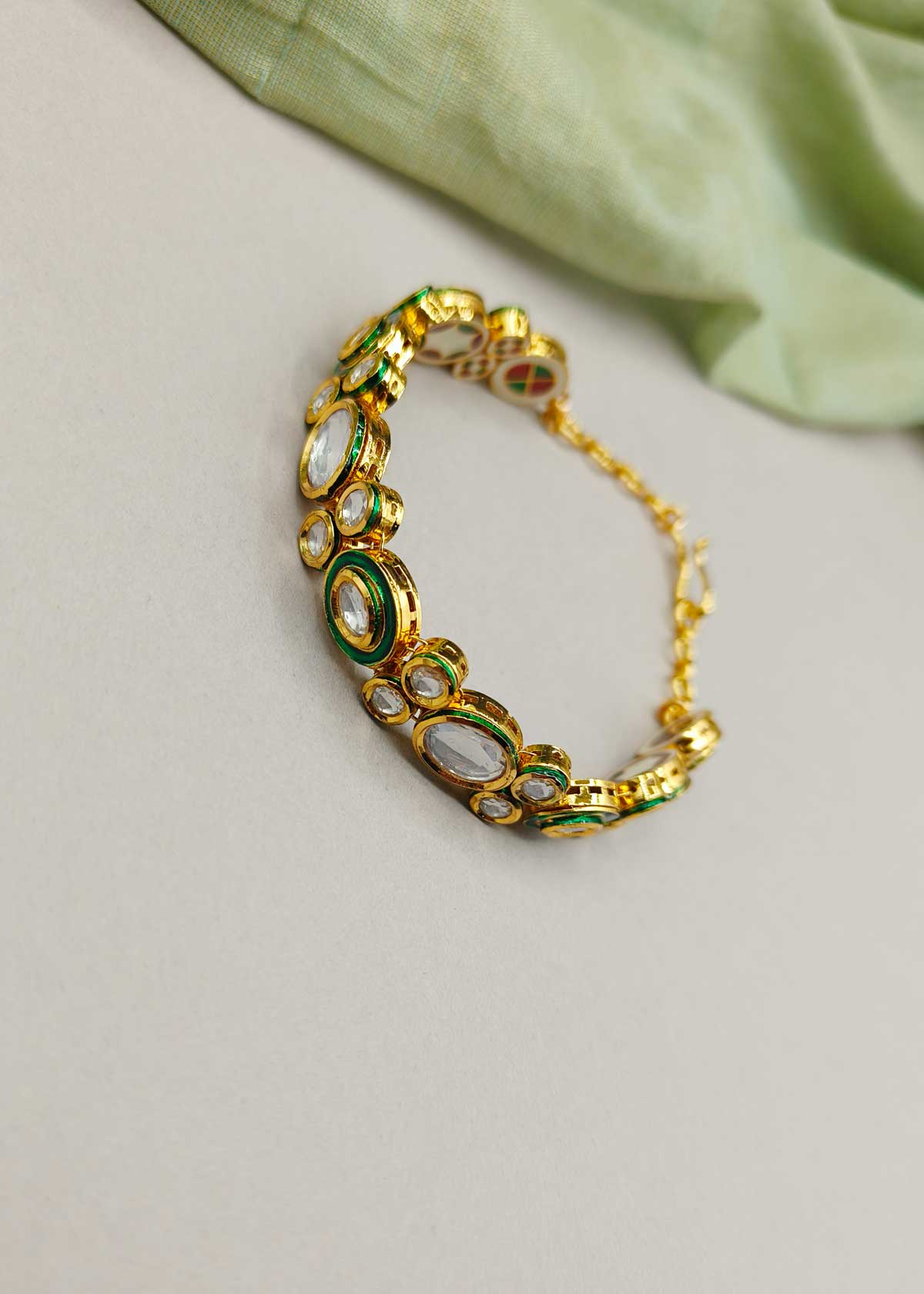 Stunning Gold Plated Kundan Adjustable Loose Bracelet