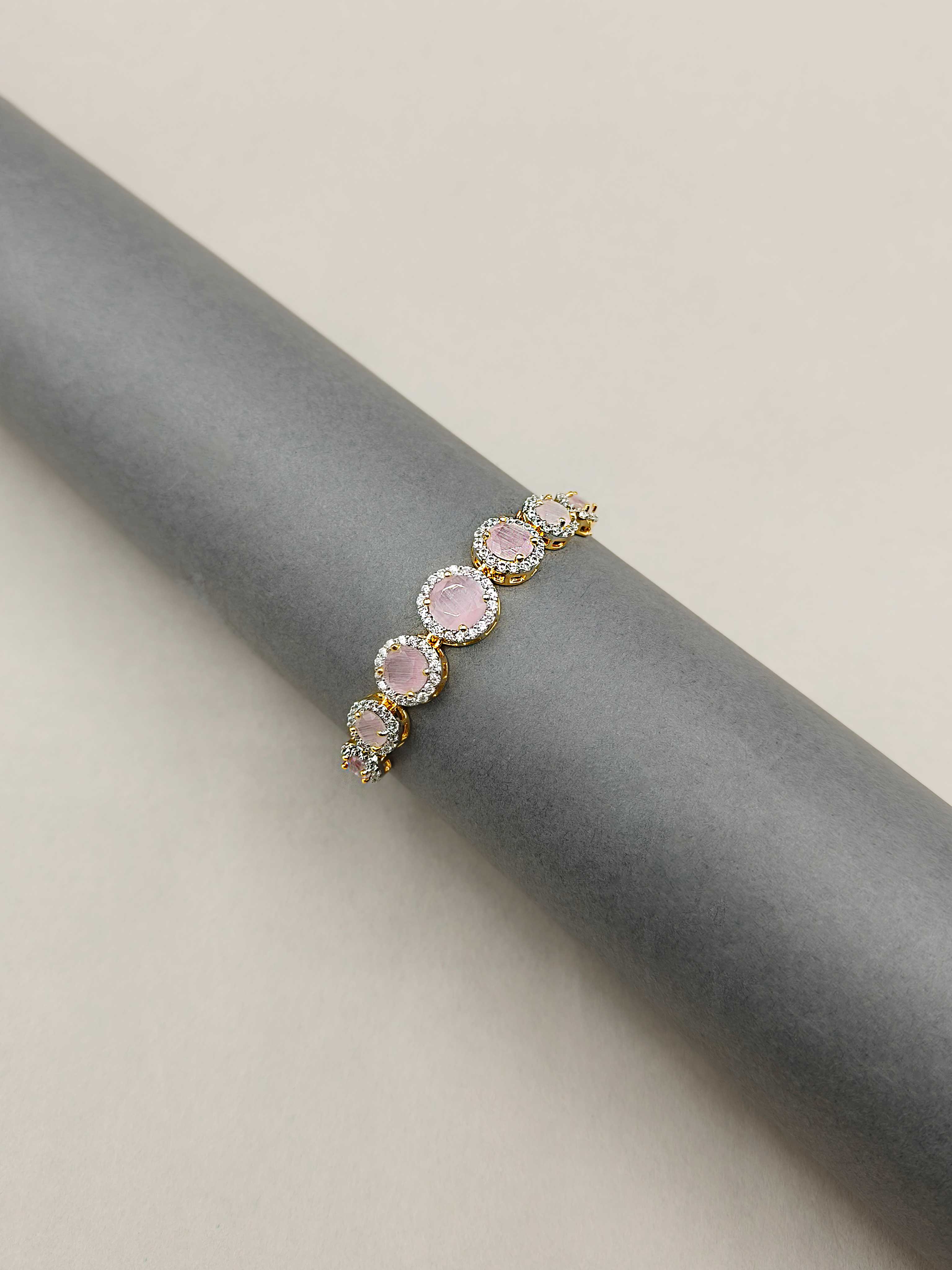 Multi Color Cubic Zircon Circular Motif Dual Tone Slider Loose Bracelet