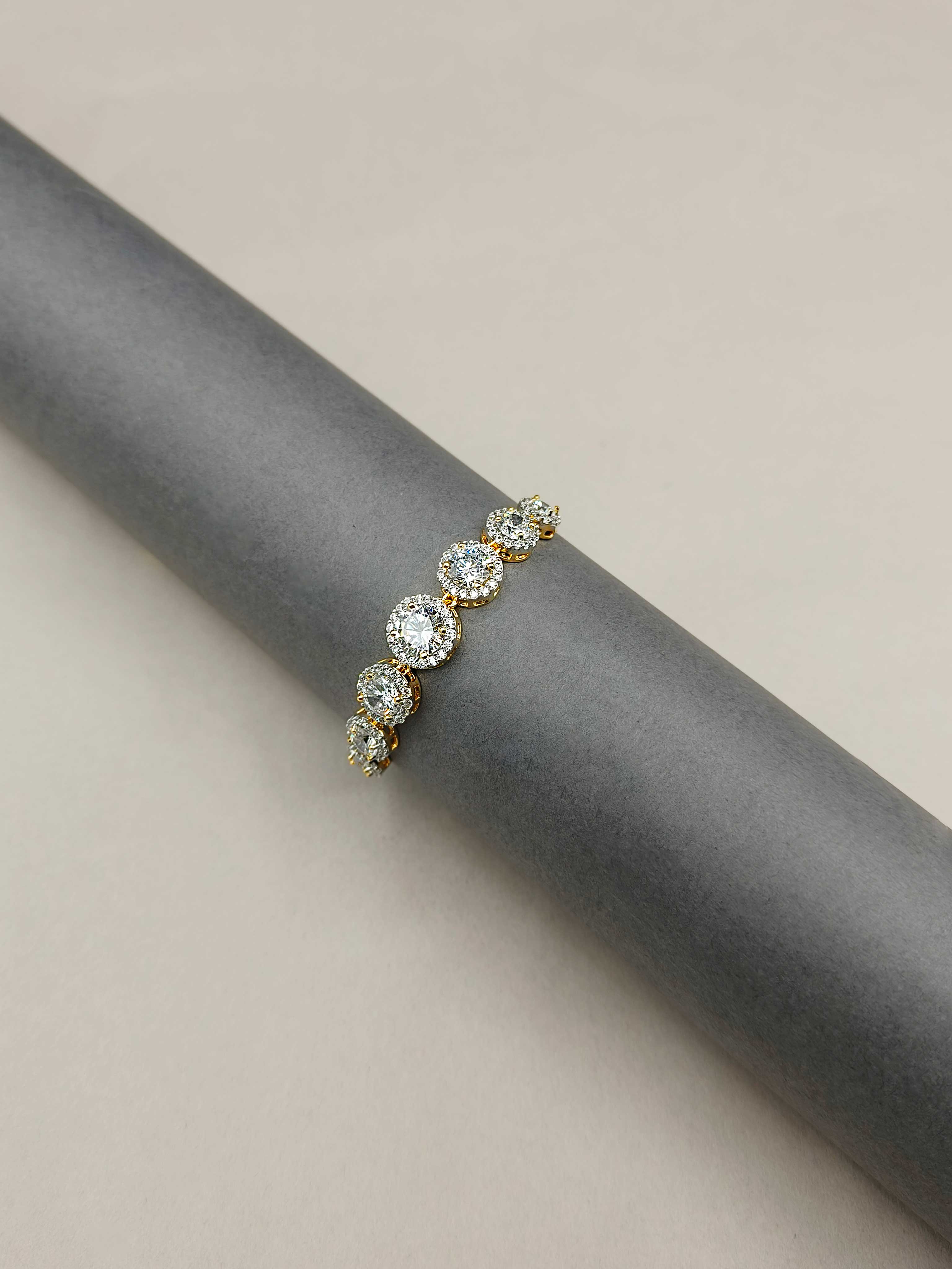 Multi Color Cubic Zircon Circular Motif Dual Tone Slider Loose Bracelet