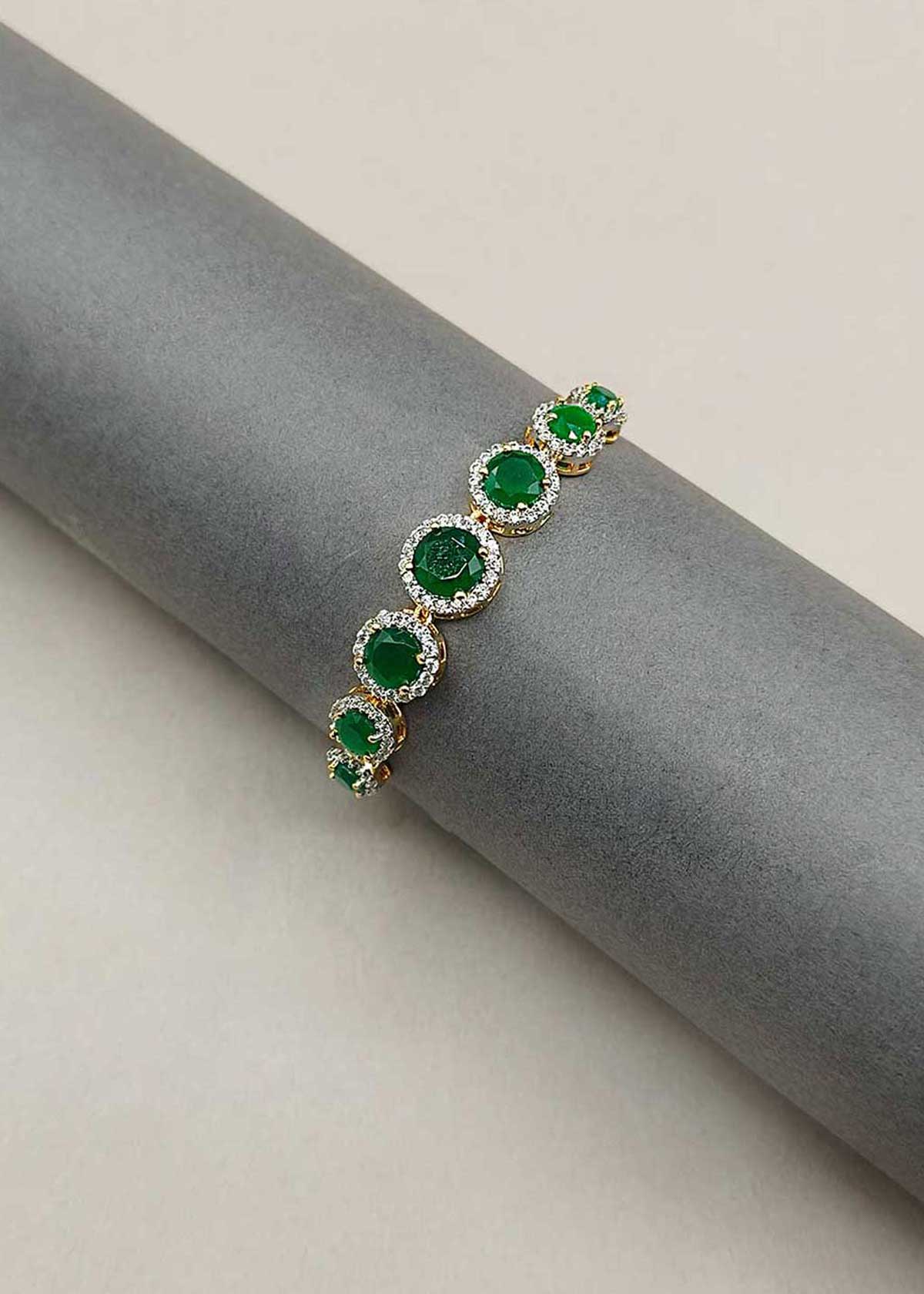 Multi Color Cubic Zircon Circular Motif Dual Tone Slider Loose Bracelet