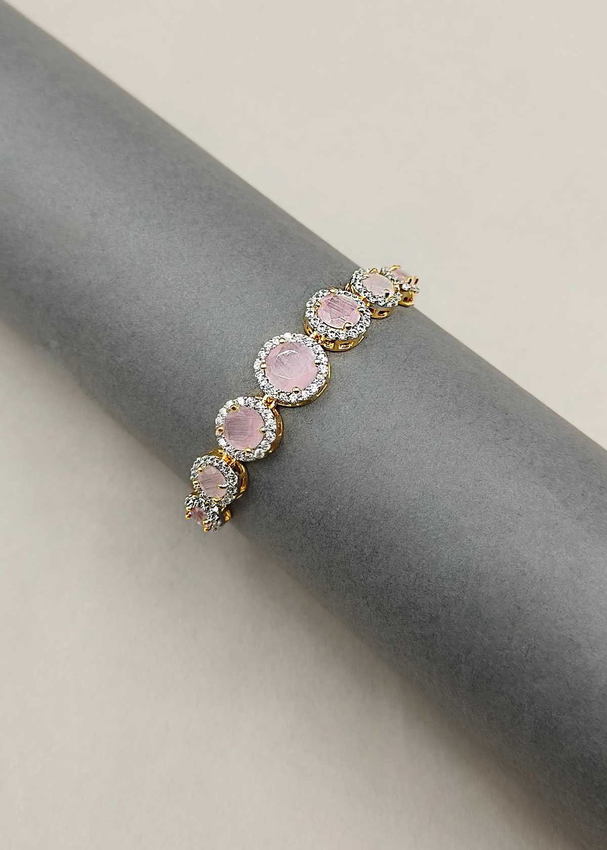 Multi Color Cubic Zircon Circular Motif Dual Tone Slider Loose Bracelet
