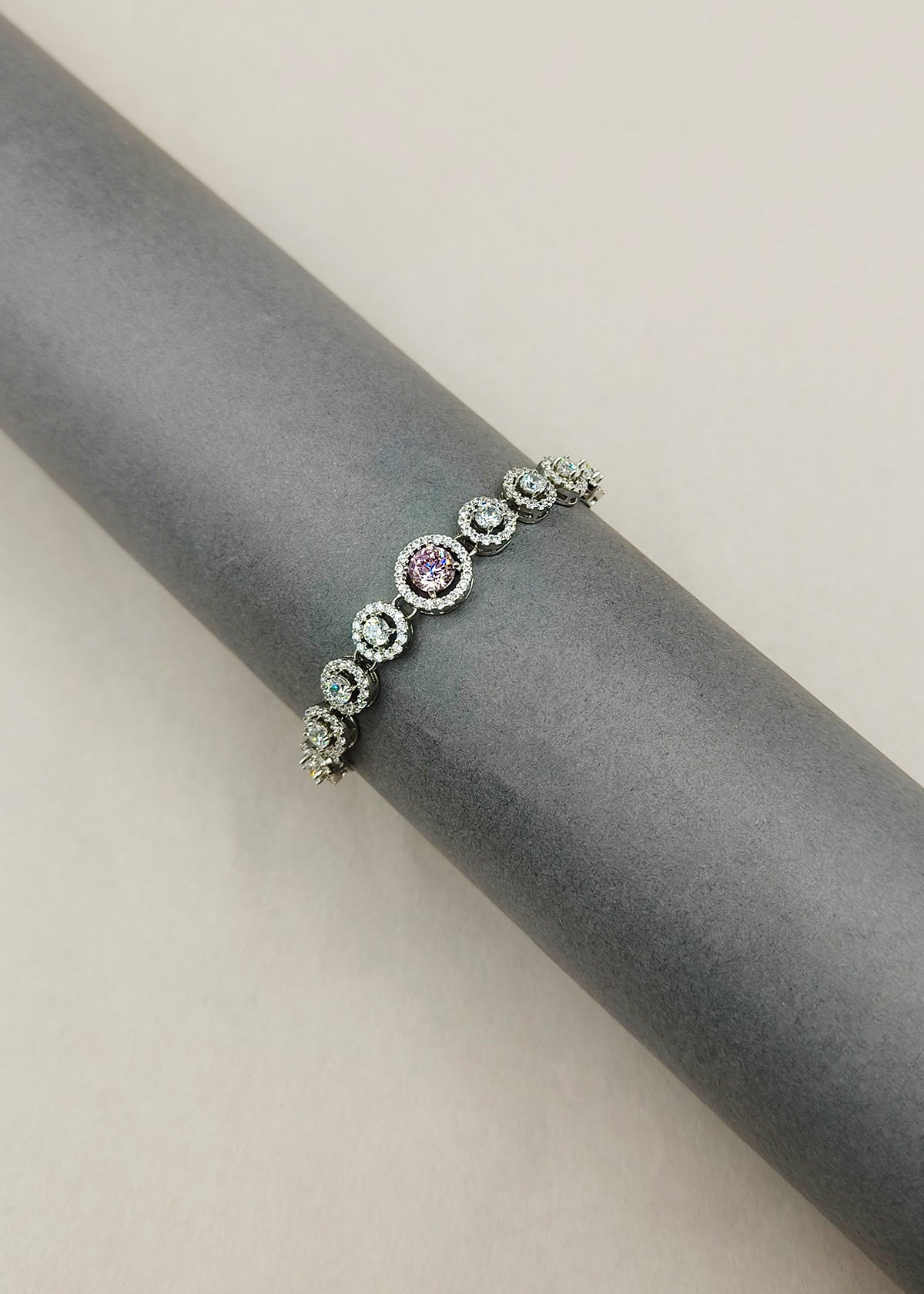 Elegant Multi Color Cubic Zircon Silver Plated Adjustable Loose Slider Bracelet