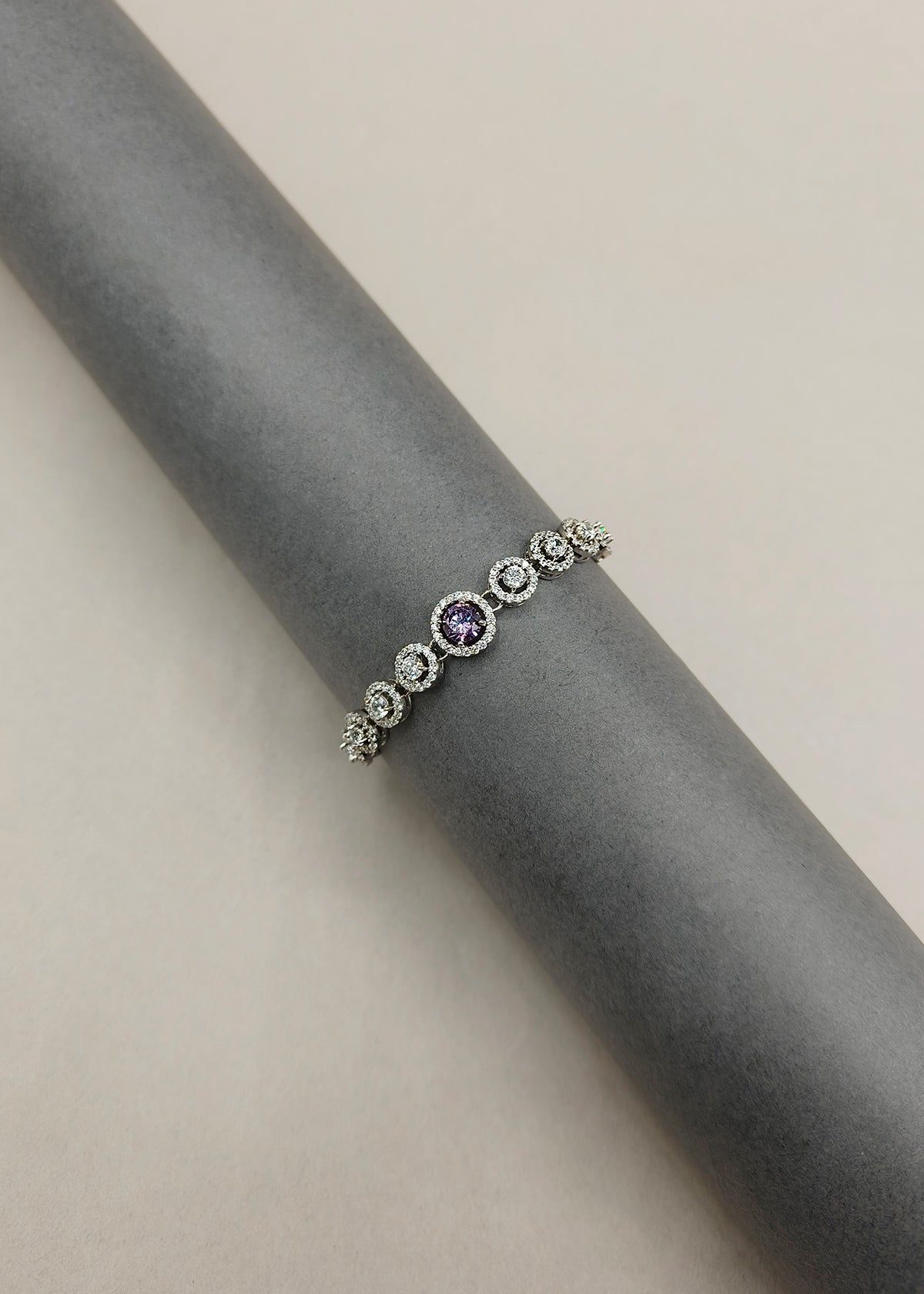 Elegant Multi Color Cubic Zircon Silver Plated Adjustable Loose Slider Bracelet