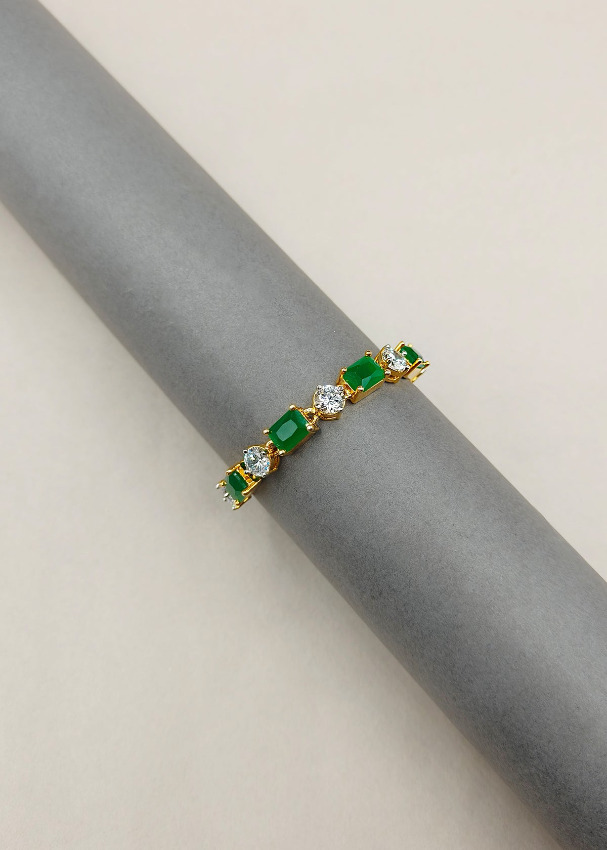 Vintage Emerald Style Gold And Silver Plated Diamond Adjustable Loose Slider Bracelet