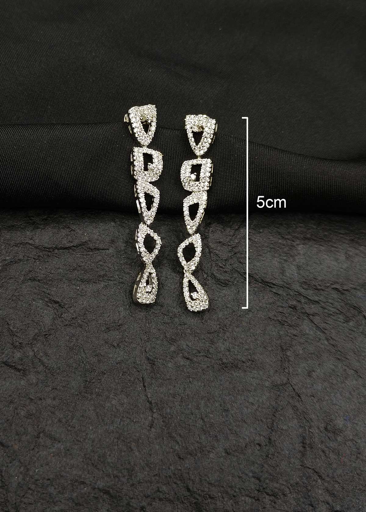 Silver Plated Geometric Cubic Zircon Adjustable Short Necklace Set