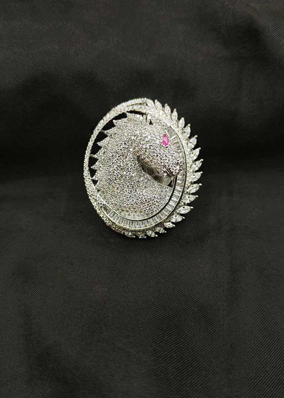 Fabulous Cubic Zircon Horse Motif Magnetic Brooch / Lapel Pin