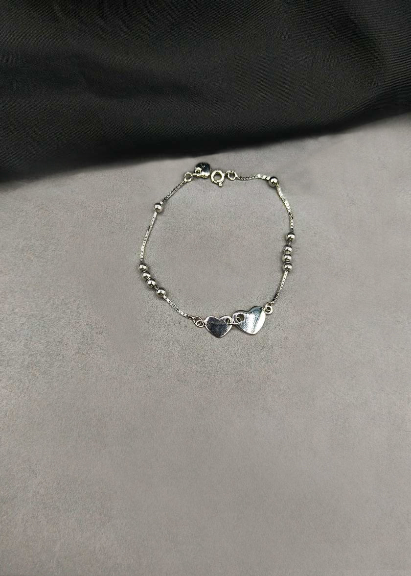 92.5 Sterling Silver Interlocking Double Heart Loose Bracelet