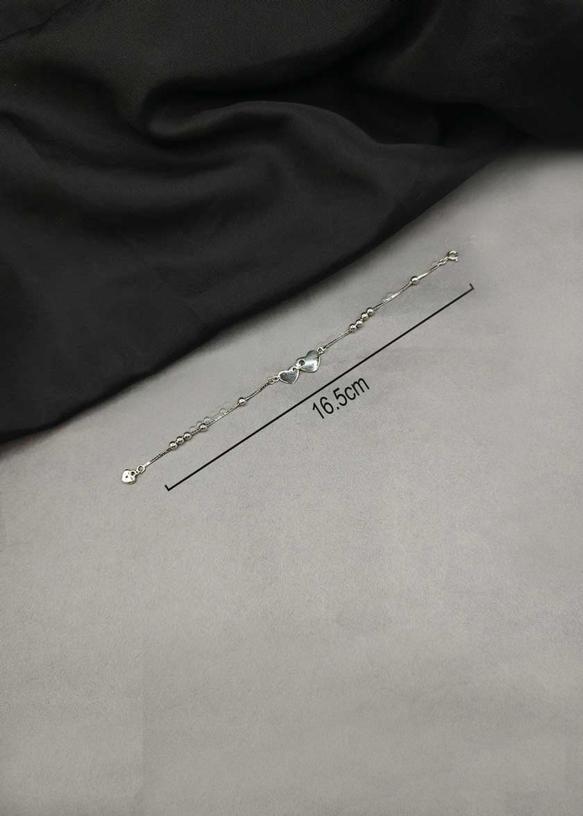 92.5 Sterling Silver Interlocking Double Heart Loose Bracelet