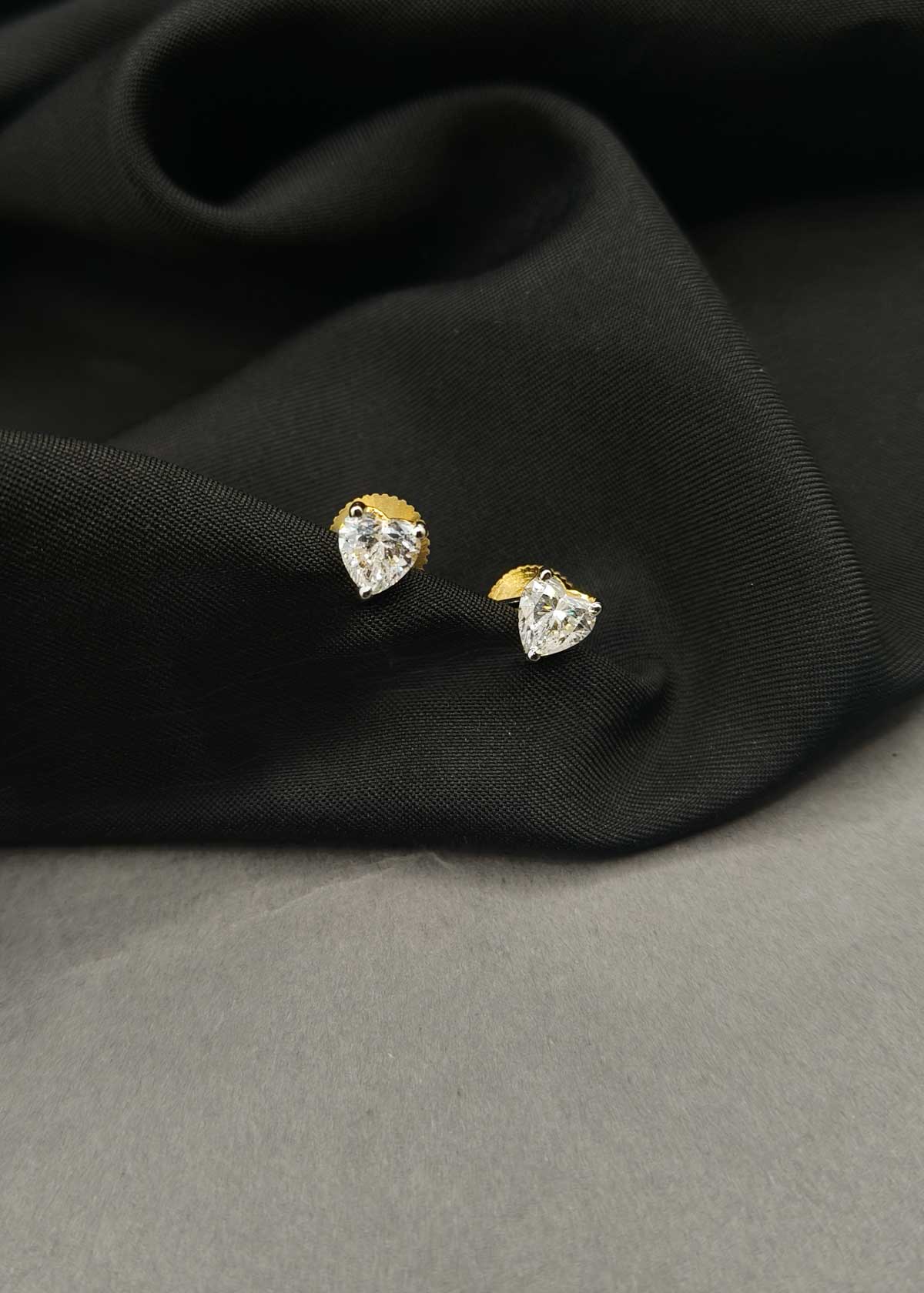 92.5 Sterling Silver Dual Tone Swarovski Diamond Heart Shaped Stud Earrings