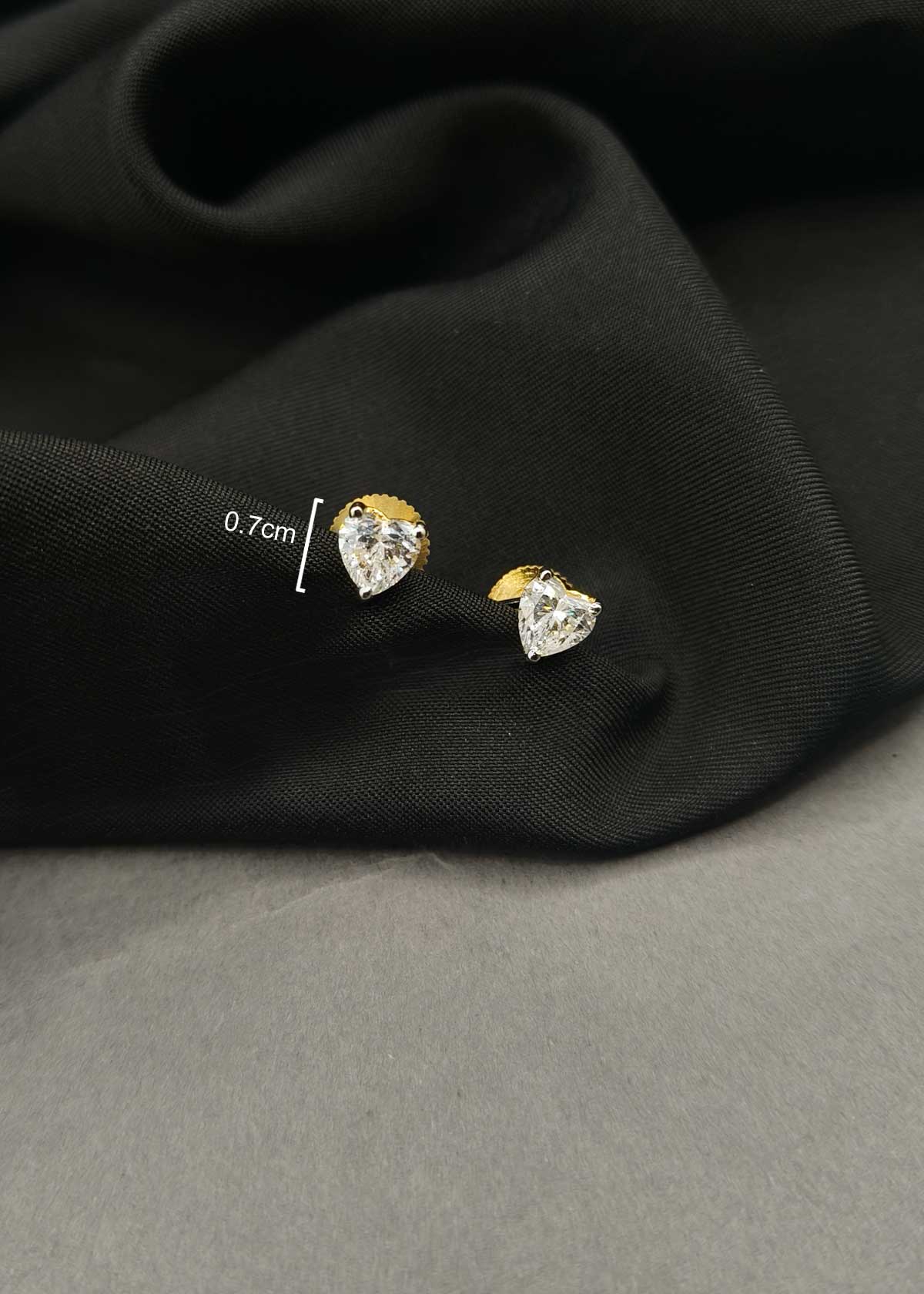 92.5 Sterling Silver Dual Tone Swarovski Diamond Heart Shaped Stud Earrings