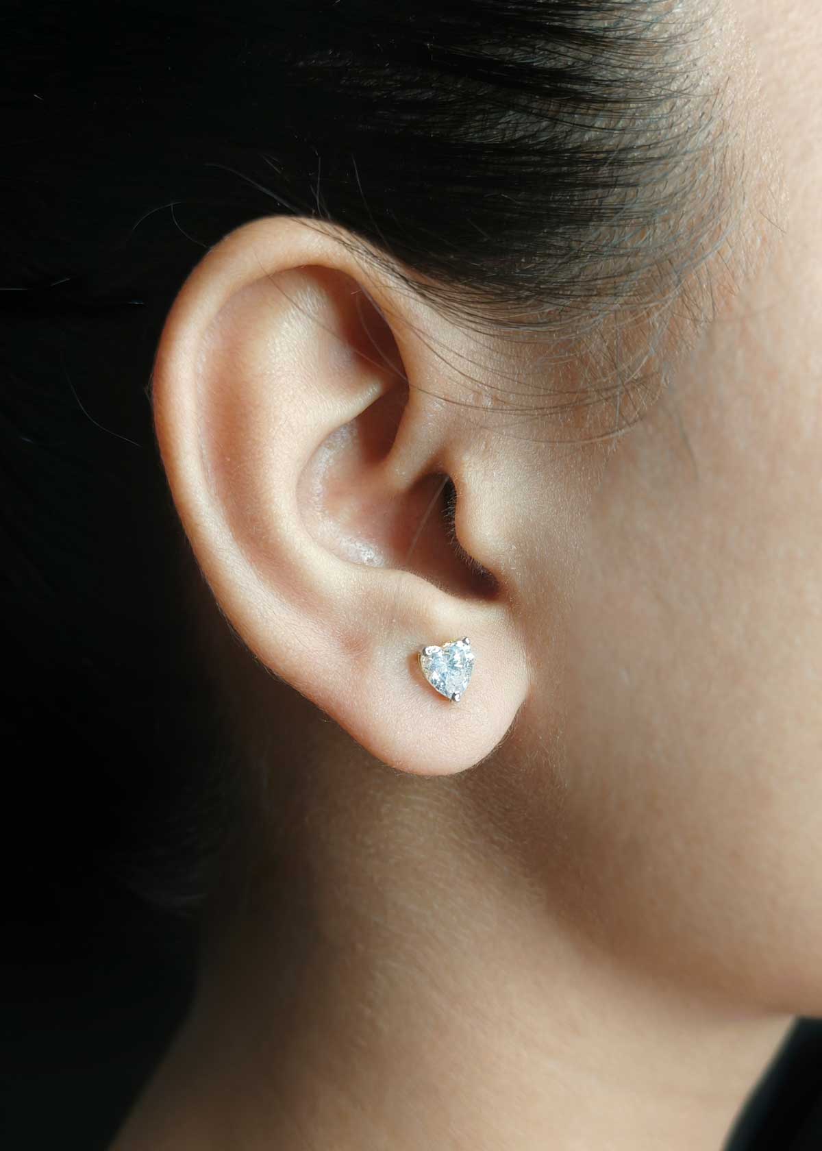 92.5 Sterling Silver Dual Tone Swarovski Diamond Heart Shaped Stud Earrings