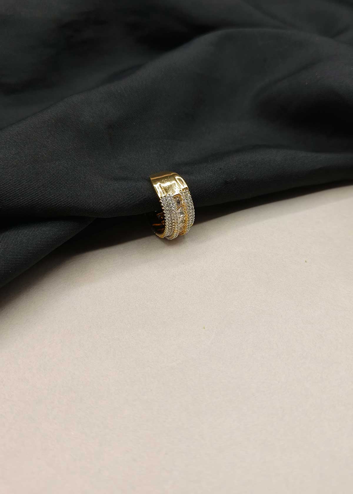 Sparkling Multi Row Cubic Zircon Silver Plated Adjustable Finger Ring For Women