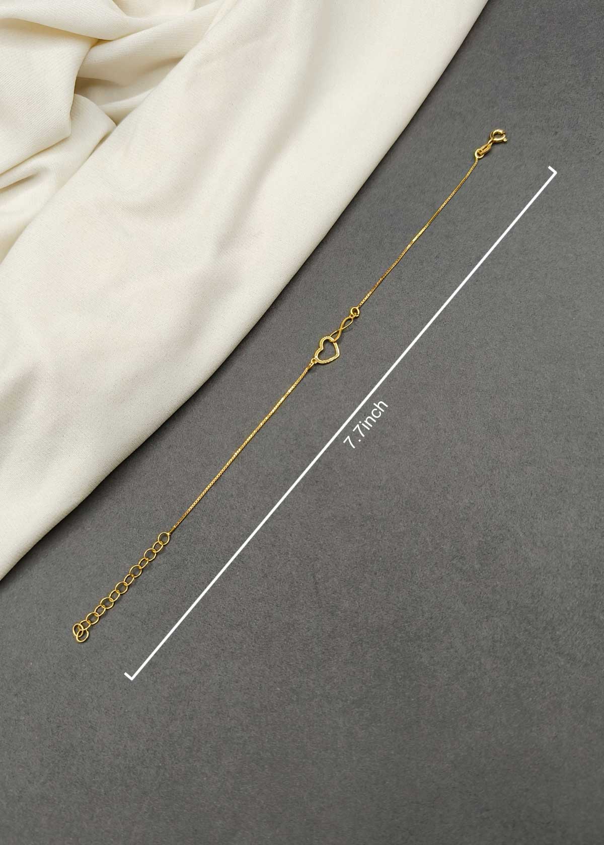92.5 Sterling Silver Gold Plated Infinity Heart Adjustable Loose Bracelet
