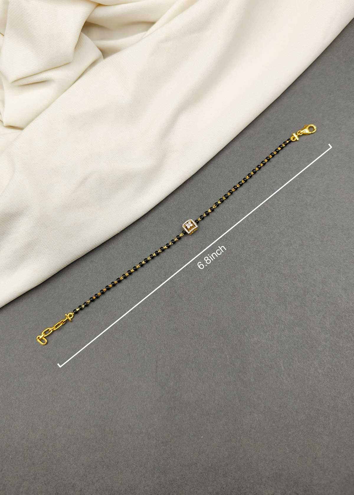 92.5 Sterling Silver Dual Tone Cubic Zircon Mangalsutra Adjustable Loose Bracelet