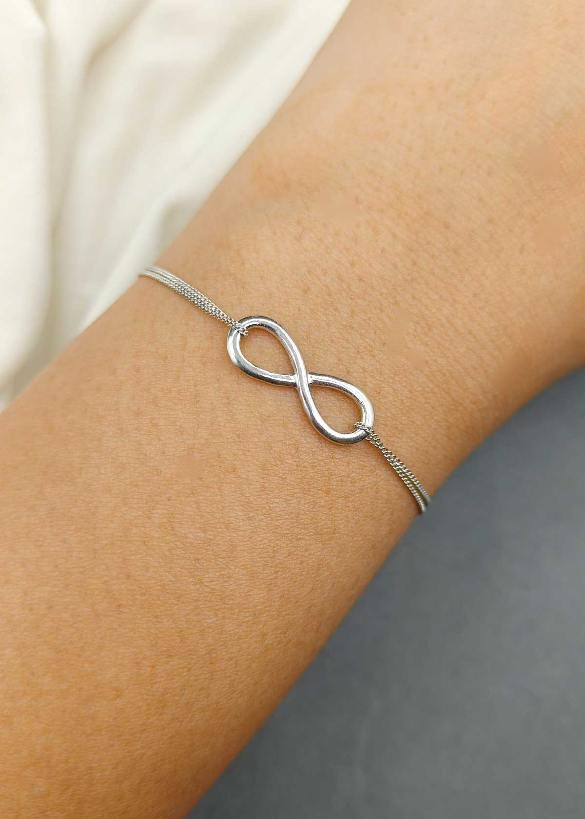 92.5 Sterling Silver Gold And Silver Plated Infinity Adjustable Loose Bracelet