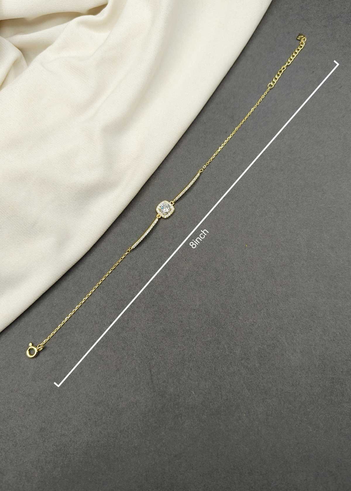 92.5 Sterling Silver Triple Tone Square Cubic Zircon Adjustable Link Loose Bracelet