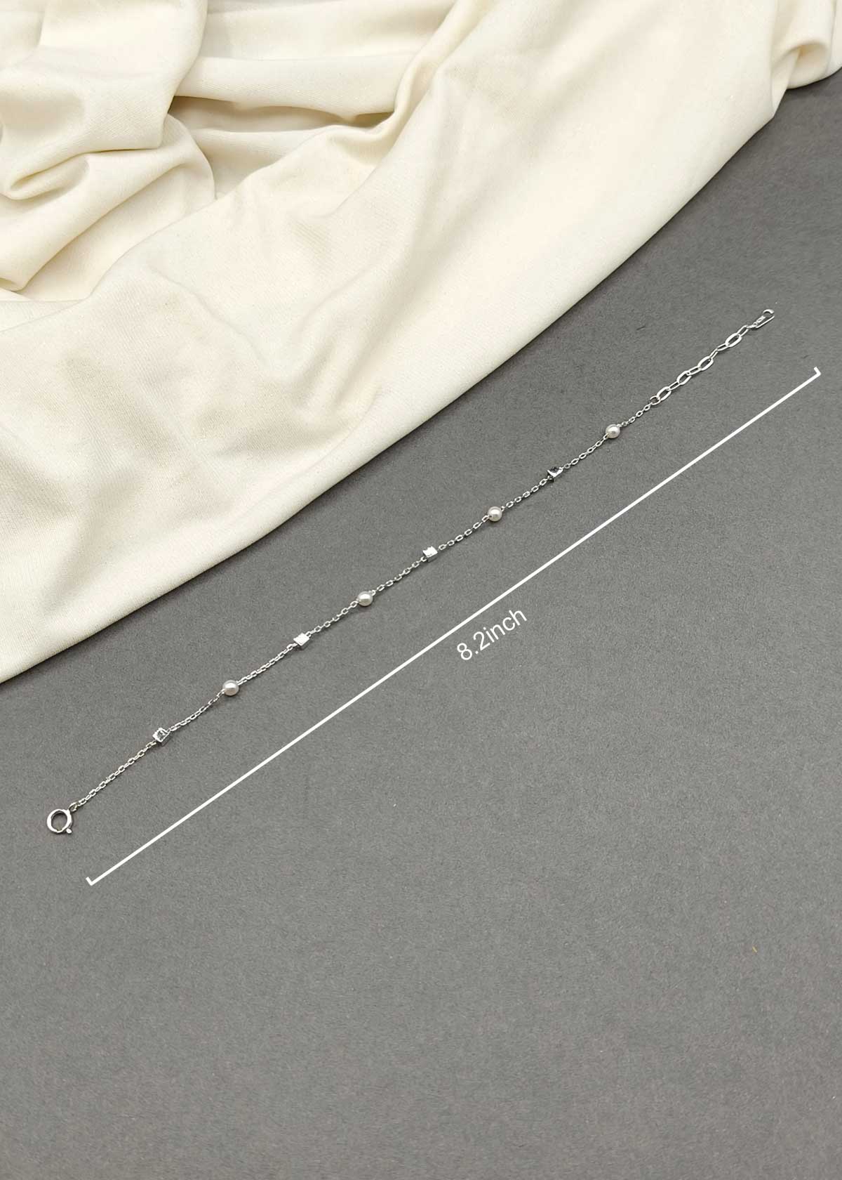 92.5 Sterling Silver Gold And Silver Plated Pearl & Geometric Bead Adjustable Loose Bracelet