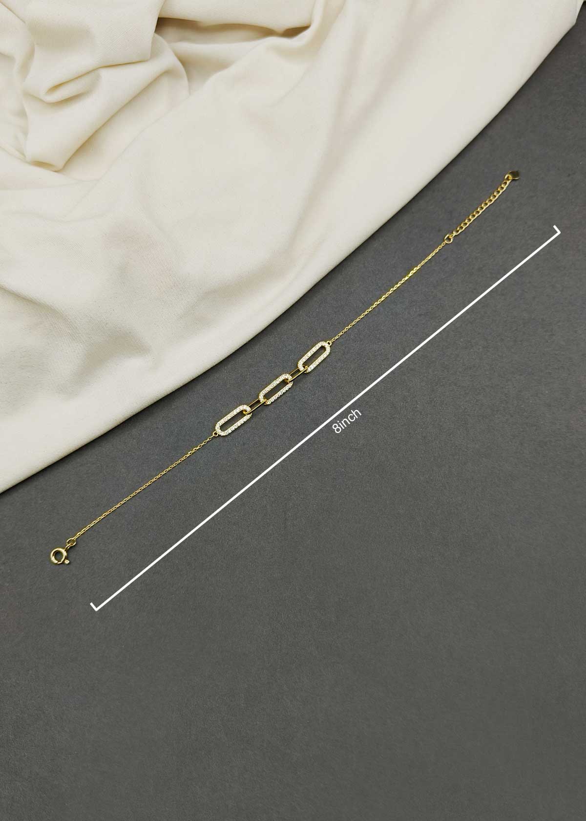 92.5 Sterling Silver Triple Tone Rectangular Link Adjustable Loose Bracelet