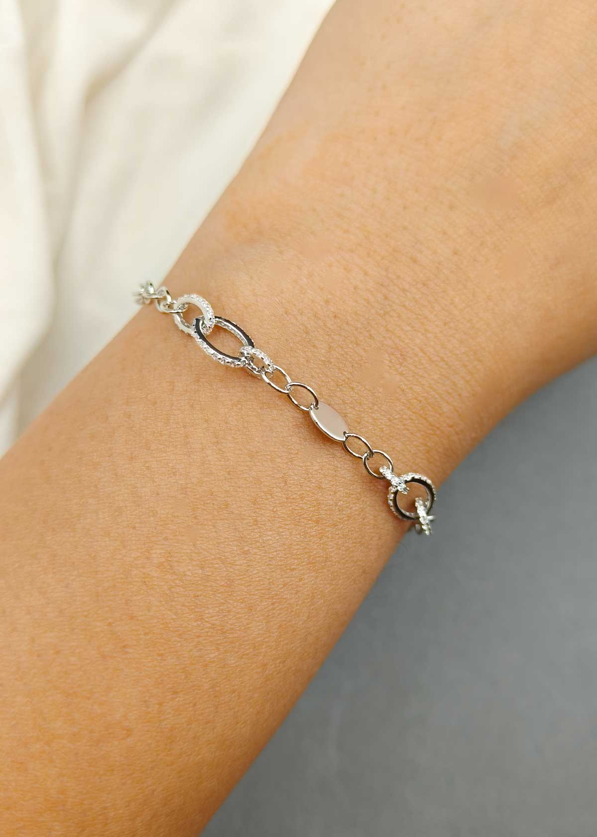 92.5 Sterling Silver Gold And Silver Plated Adjustable Link Loose Bracelet