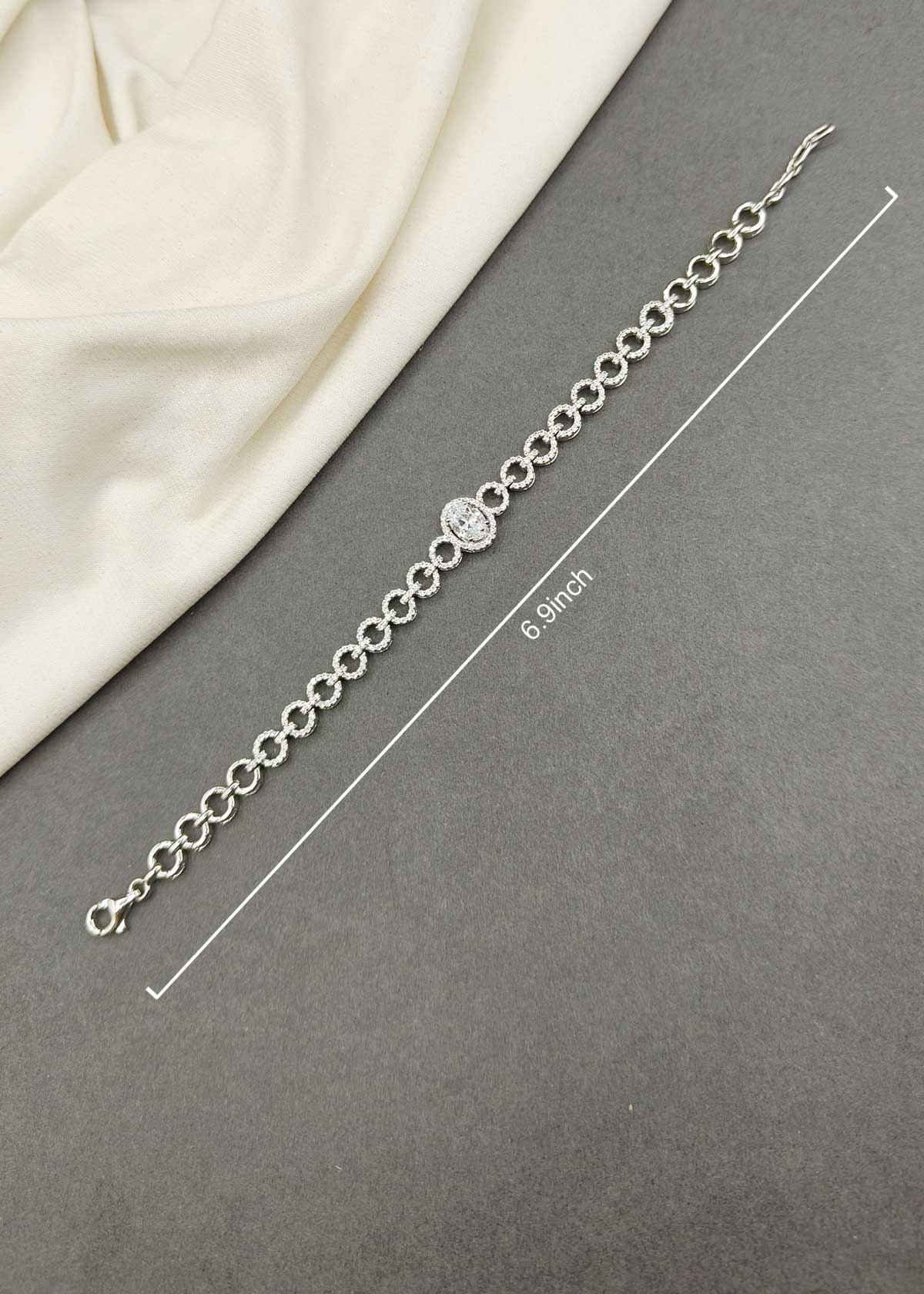 92.5 Sterling Silver Preciosa Diamond Adjustable Loose Bracelet