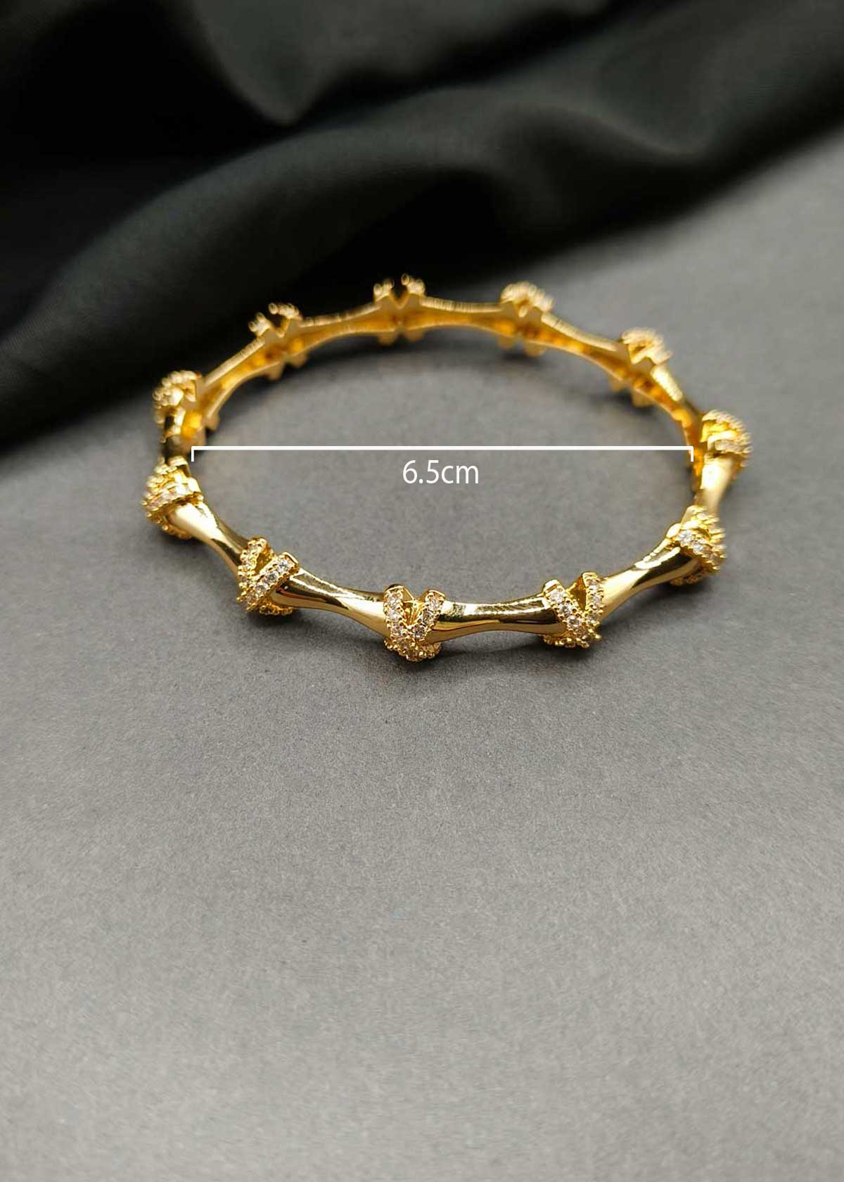 Stylish Gold Plated Cubic Zircon Cross Design Openable Kada For Women