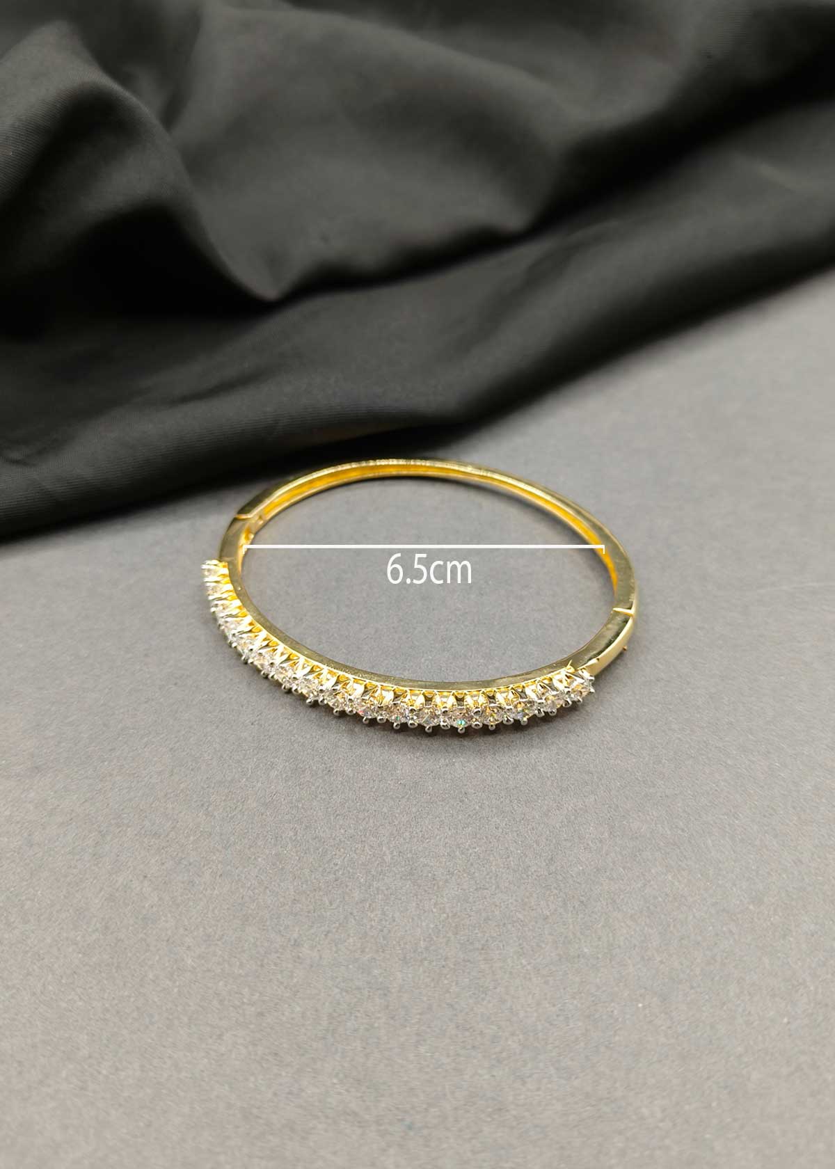 Elegant Gold And Silver Plated Multi Diamond Openable Kada For Women