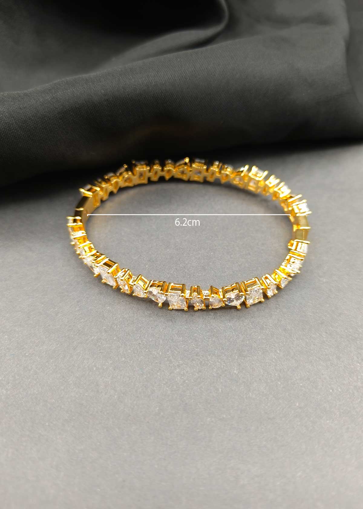 Luxurious Gold Plated Multi Shape Diamond Openable Kada For Women