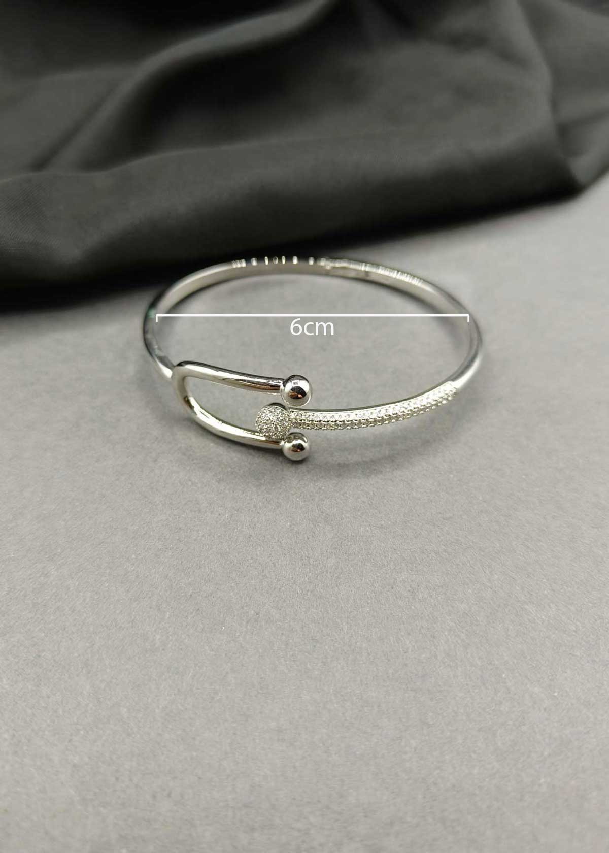 Chic U Shape Gold And Silver Plated Cubic Zircon Openable Kada For Women