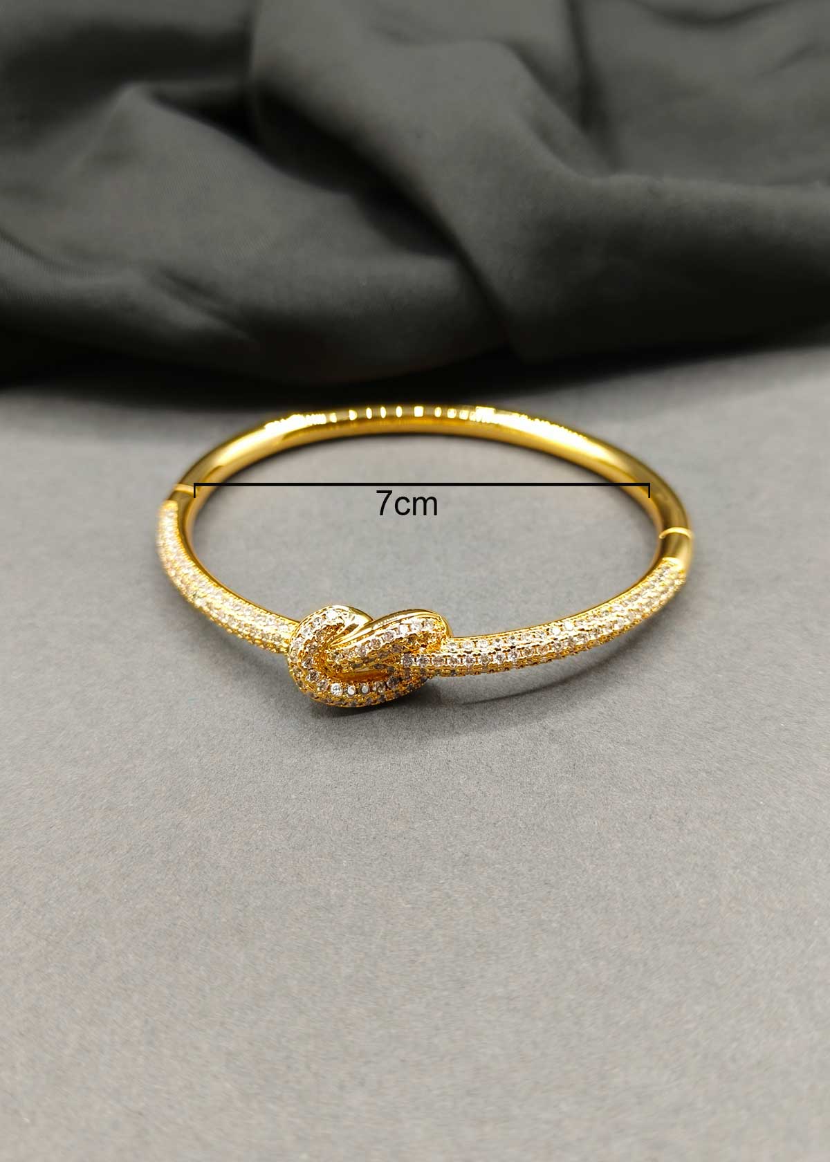 Sparkling Cubic Zircon Knot Design Gold And Silver Plated Openable Kada