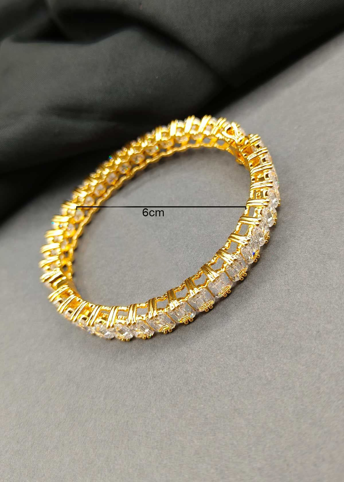 Elegant Gold Plated Diamond Openable Kada For Women