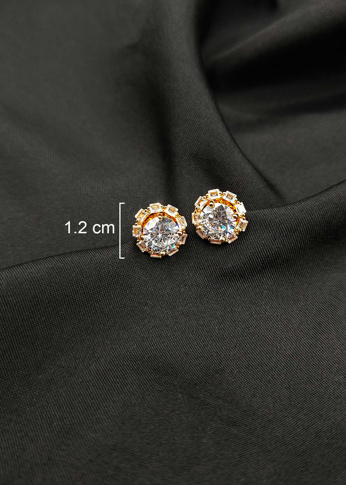 Radiant Gold Plated Baguette And Solitaire Diamond Stud Earrings For Women
