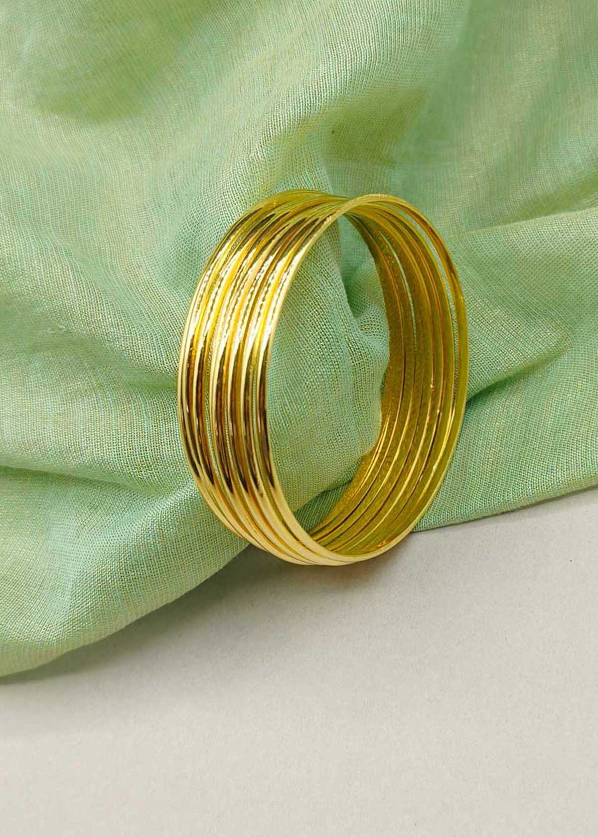 1 Gram Gold Plated Slim Fixed Bangles (8Pcs)