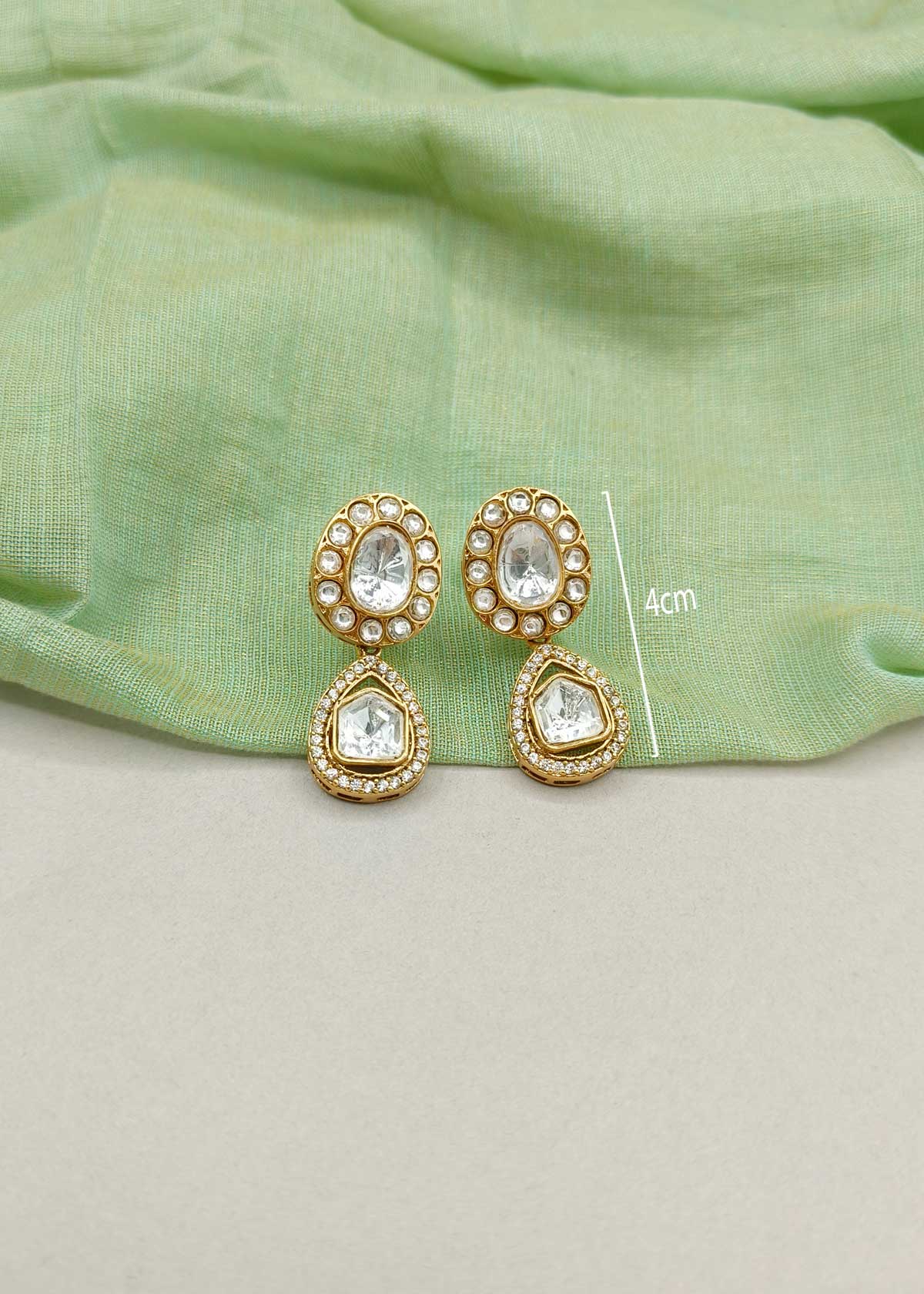 Regal Matt Gold Plated Kundan And Cubic Zircon Adjustable Necklace Set