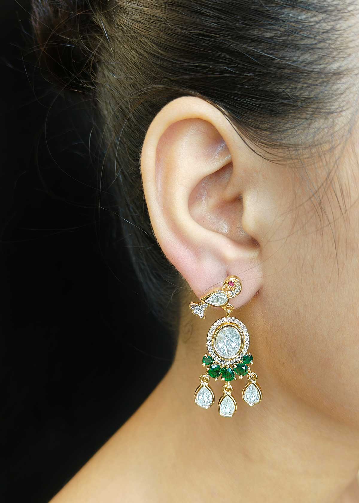 Stunning Floral Kundan And Five Row Seed Pearl Adjustable Short Necklace Set With Cubic Zircon