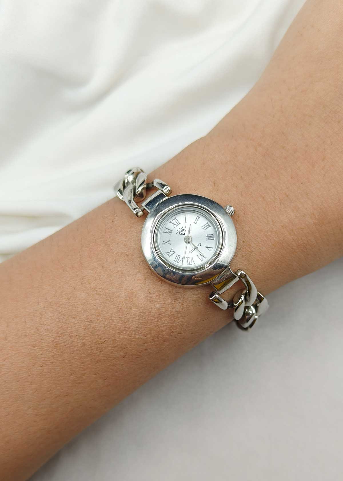 92.5 Sterling Silver Cuban Link Chain Style Women's Watch