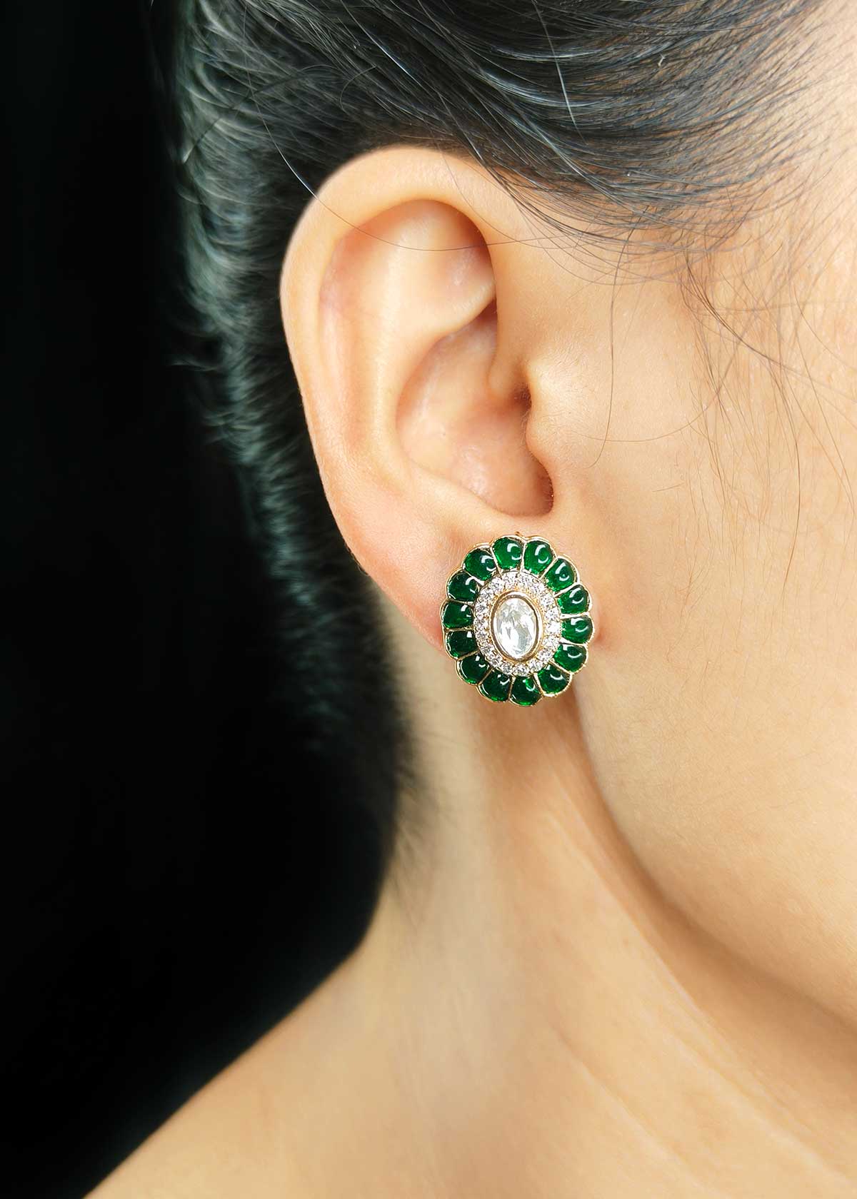 Radiant Gold Plated Cubic Zircon And Kundan Adjustable Short Necklace Set