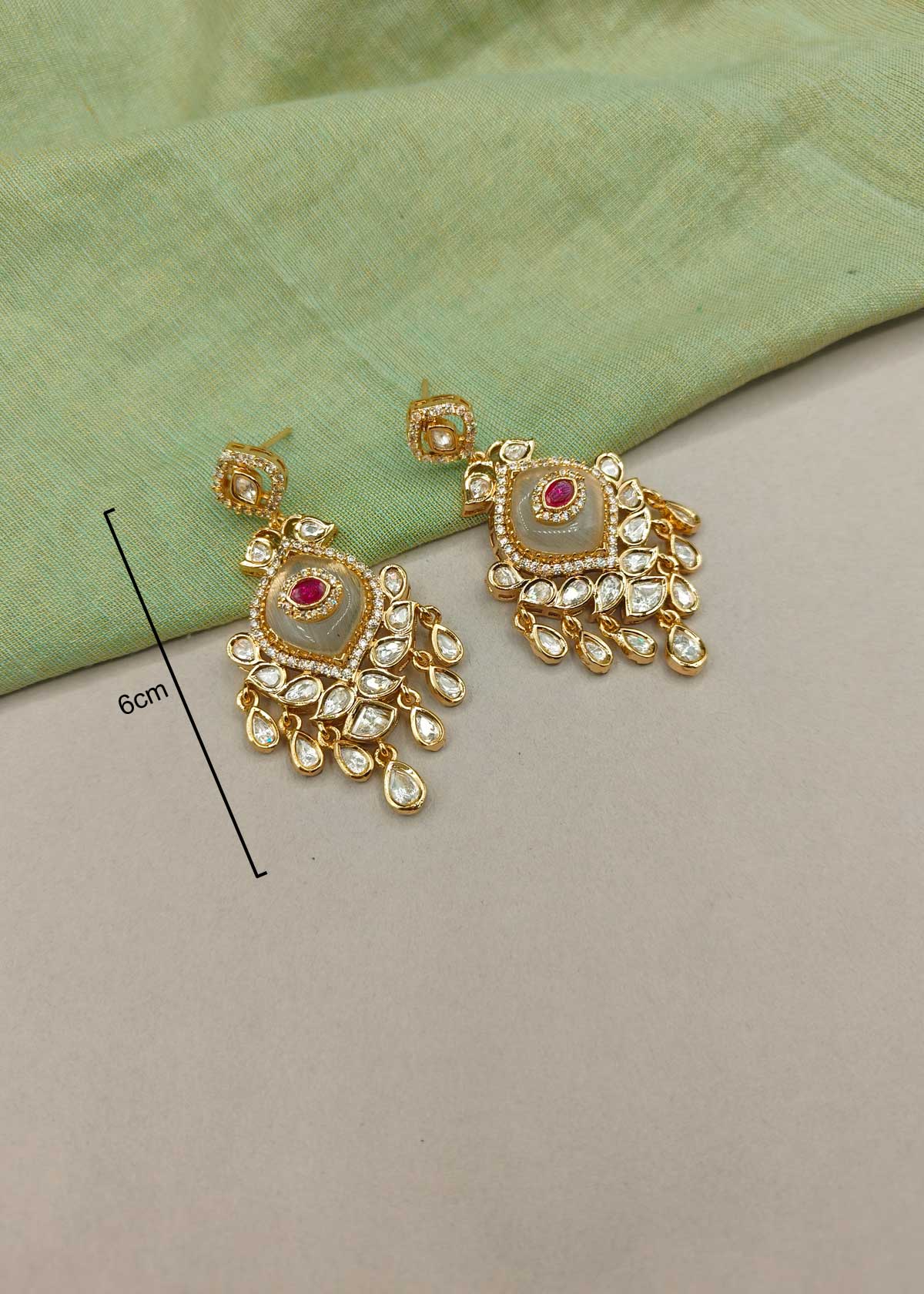 Kundan And Cubic Zircon Mesh Braided Adjustable Choker Necklace Set