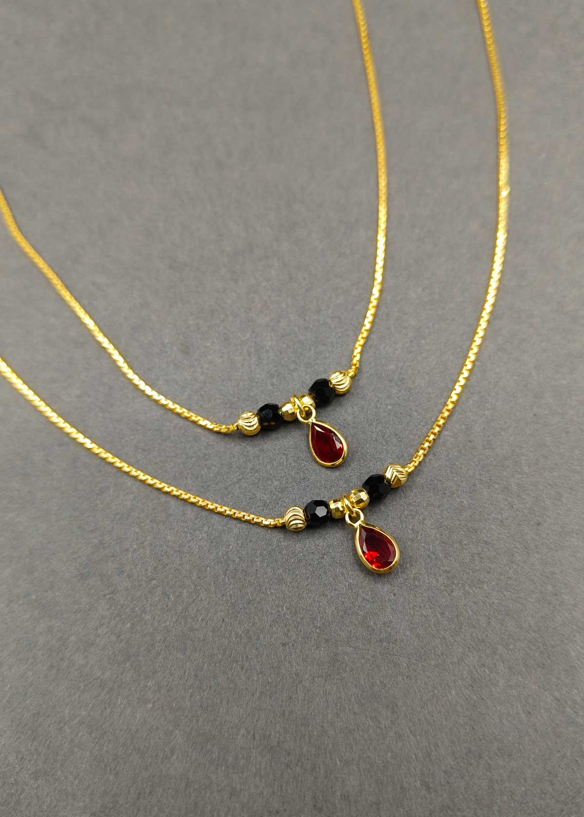 92.5 Sterling Silver Gold Plated Teardrop Adjustable Payal / Anklet For Women