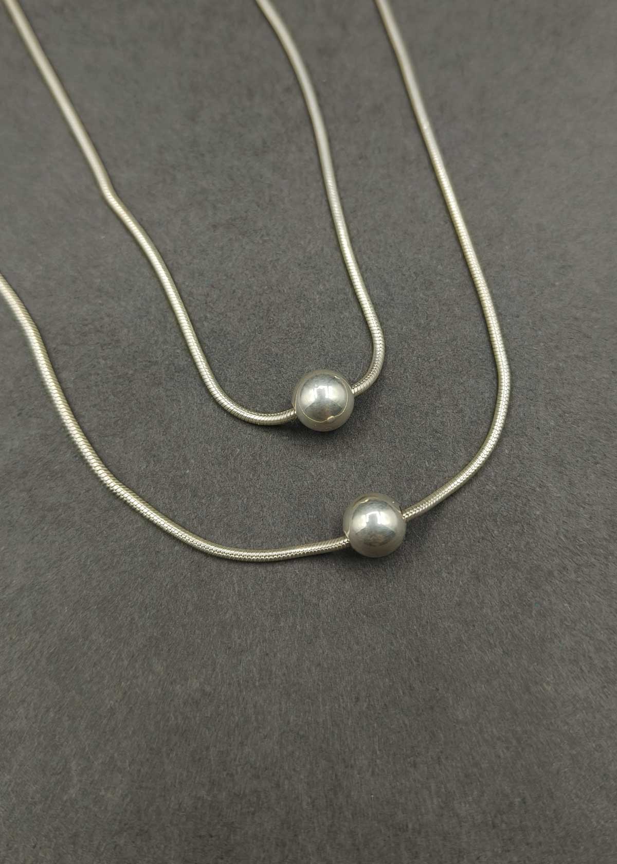 92.5 Sterling Silver Snake Chain Adjustable Payal / Anklet For Women With Single High Polish Bead