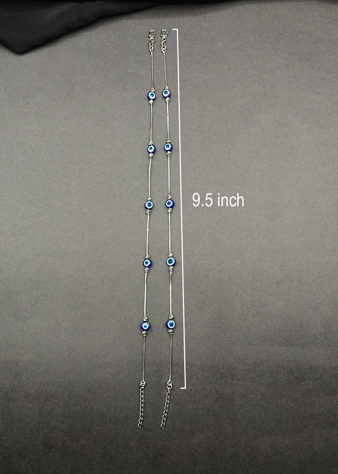 92.5 Sterling Silver Evil Eye Adjustable Payal / Anklet For Women