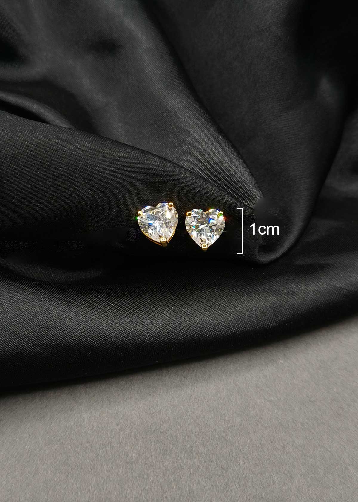 Glamorous Heart Shaped Diamond Gold Plated Stud Earrings