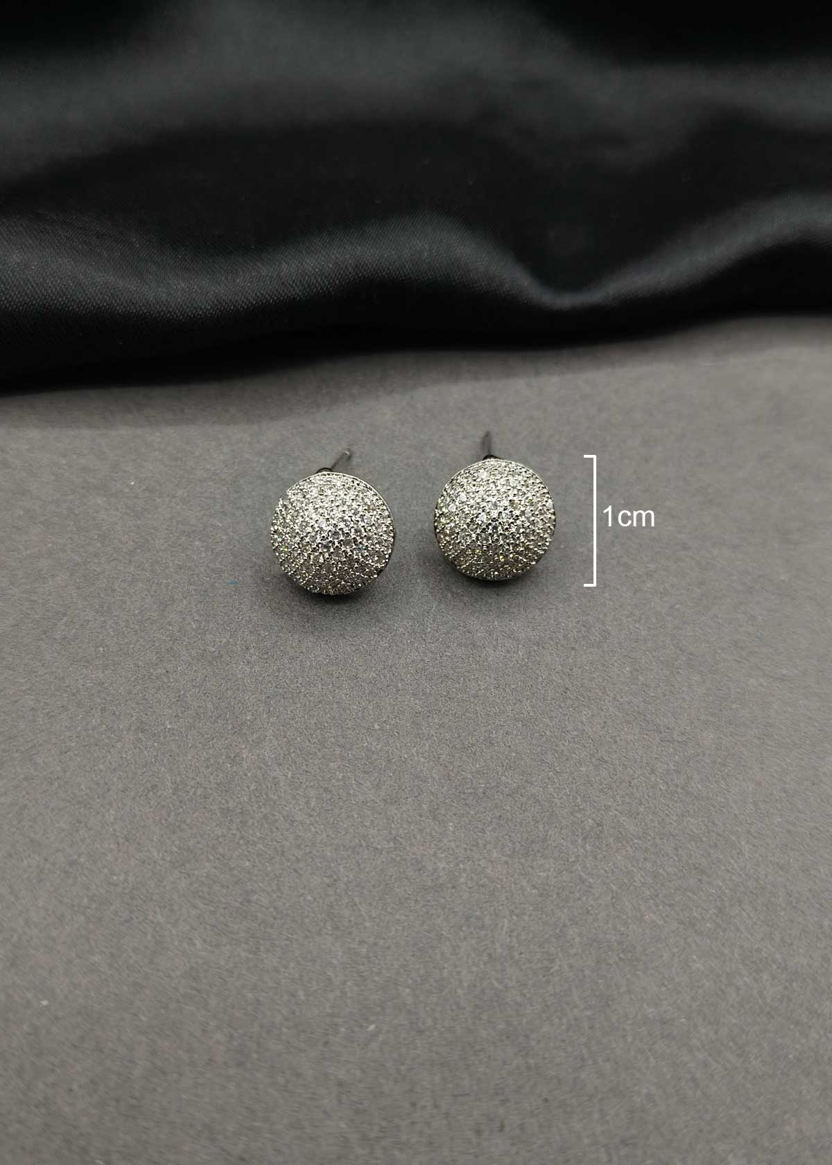 Shimmering Micro Pavé Silver Plated Dome Cubic Zircon Stud Earrings
