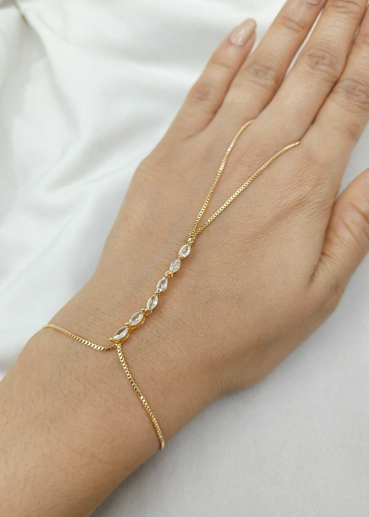 Elegant Gold Plated Marquise Diamond Delicate Hath Pan (Single)