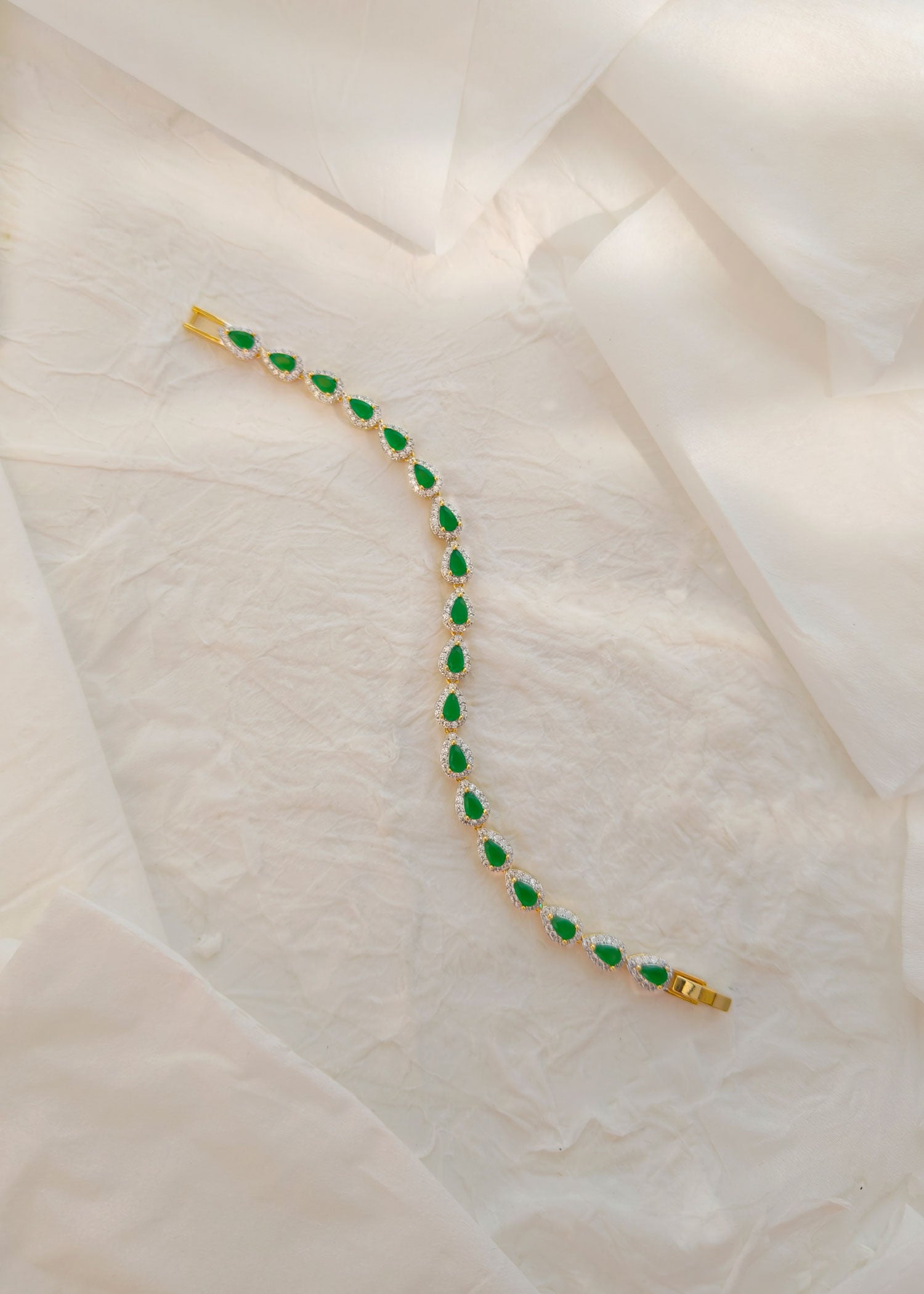 Cubic Zircon Delicate Drop Shape Emerald / Ruby Women Tennis Bracelet For Women