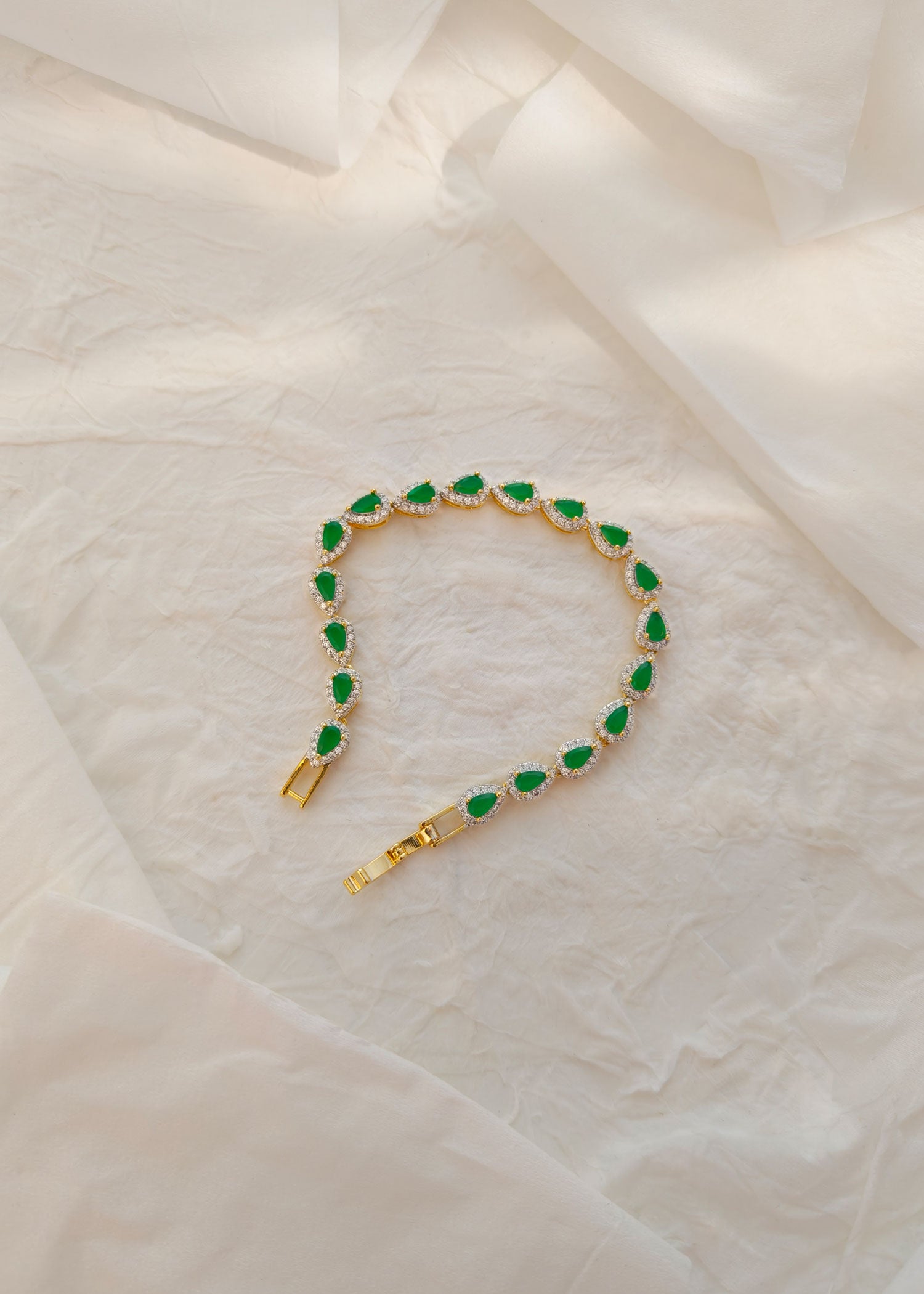 Cubic Zircon Delicate Drop Shape Emerald / Ruby Women Tennis Bracelet For Women