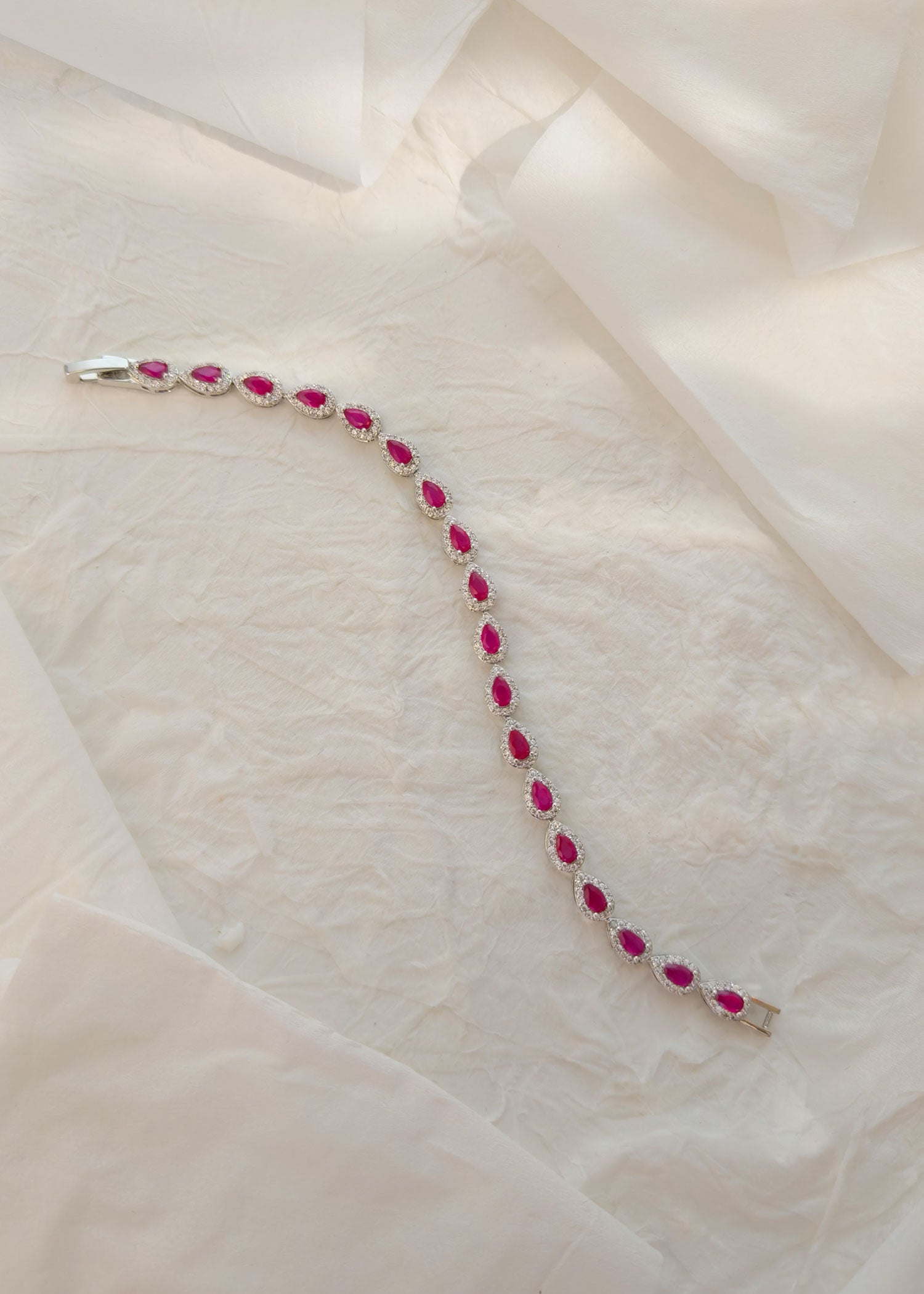 Cubic Zircon Delicate Drop Shape Emerald / Ruby Women Tennis Bracelet For Women